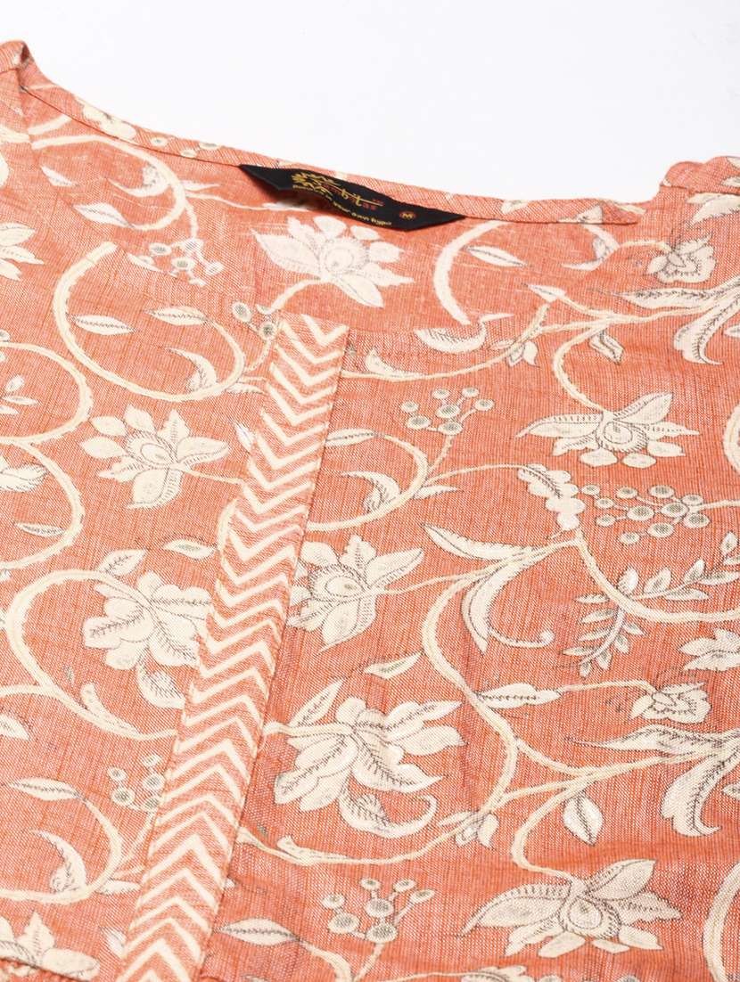 women round neck printed flared kurta - 21682770 - Standard Image - 5
