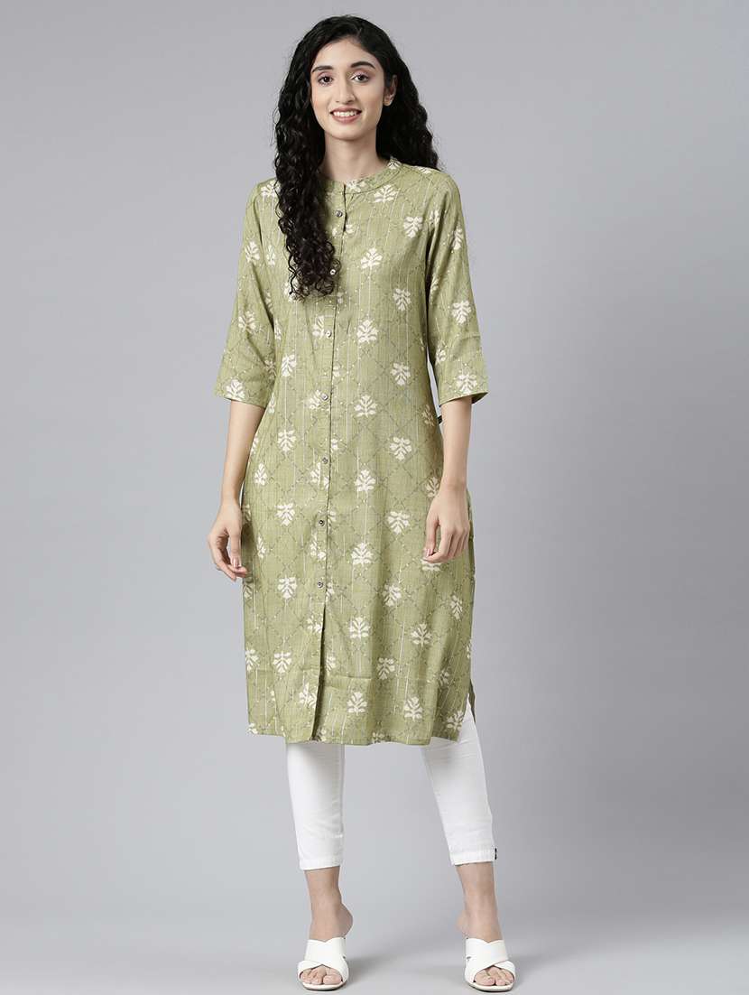 women printed three quarter sleeve a-line kurta - 21682800 - Zoom Image - 0
