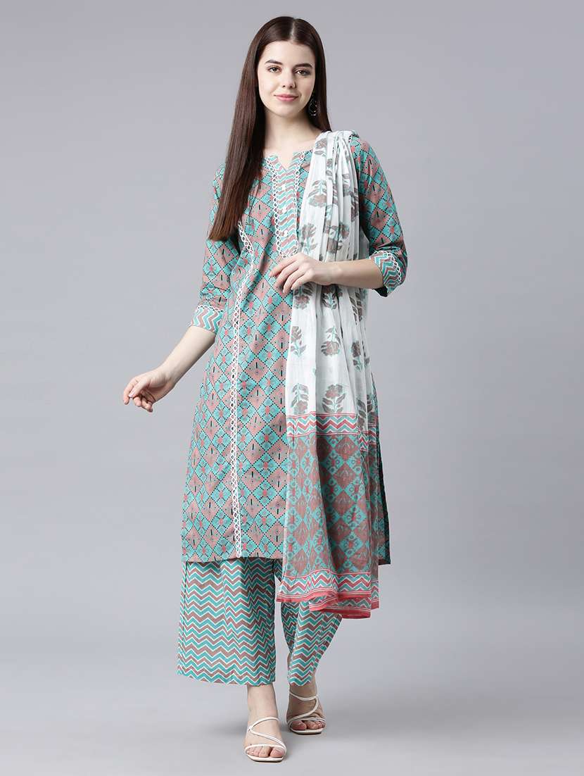 women printed notch neck suit set - 21682812 - Zoom Image - 0