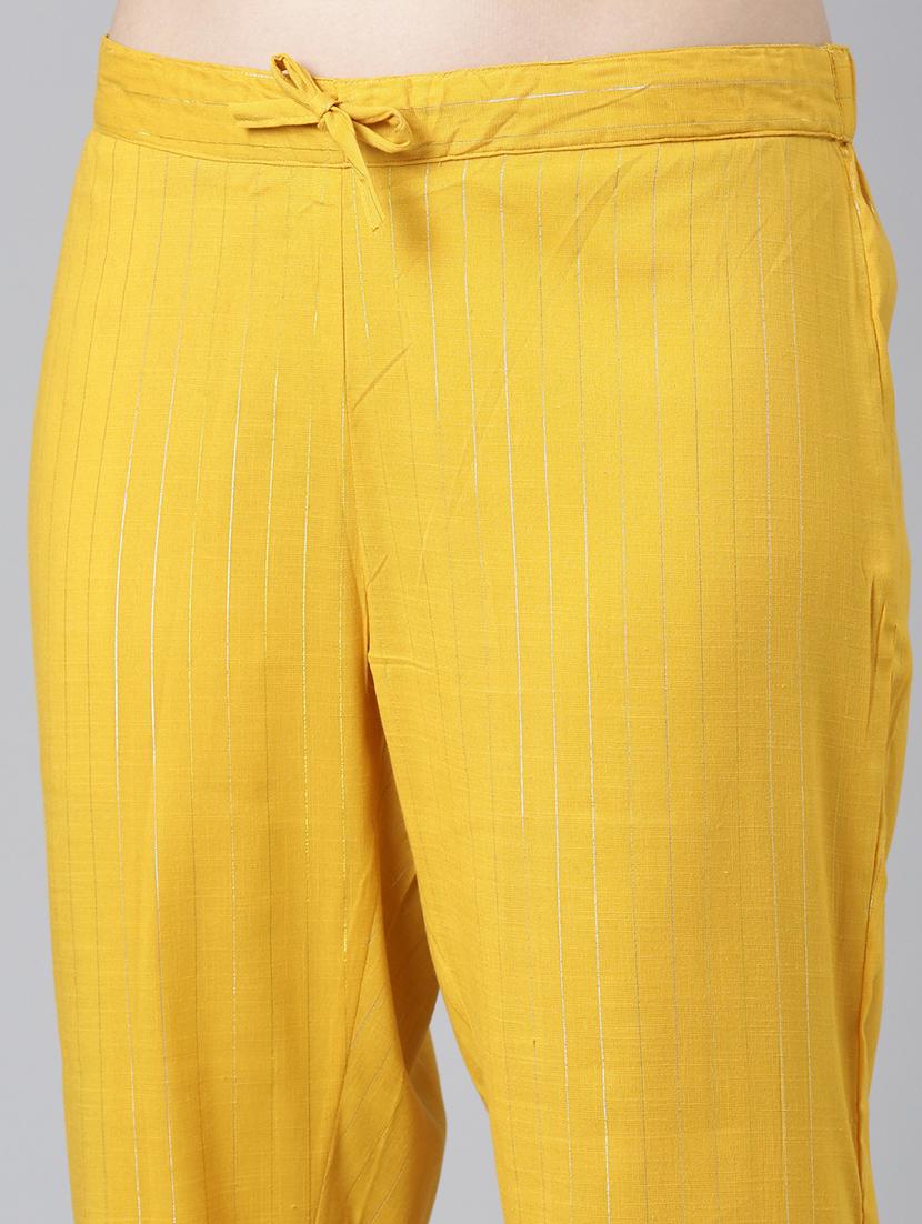 women striped v neck kurta pant set - 21682837 - Standard Image - 3