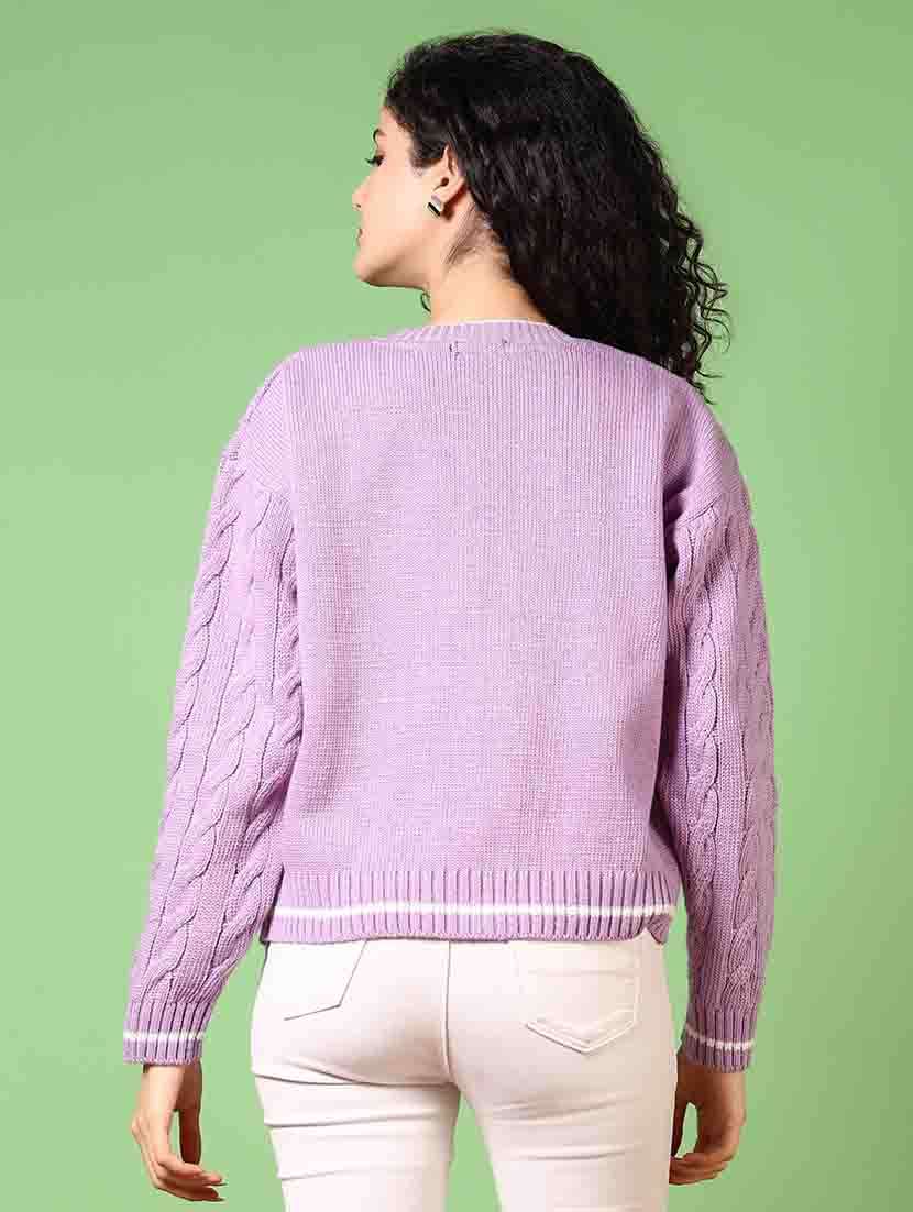 women long sleeves self design cardigan - 21682887 -  Standard Image - 3