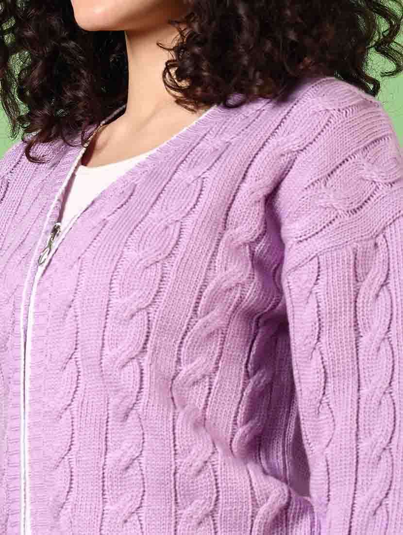 women long sleeves self design cardigan - 21682887 -  Standard Image - 5