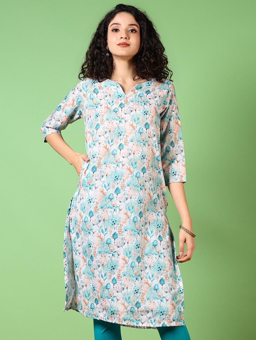 women printed three quarter sleeve kurta - 21682917 - Zoom Image - 0