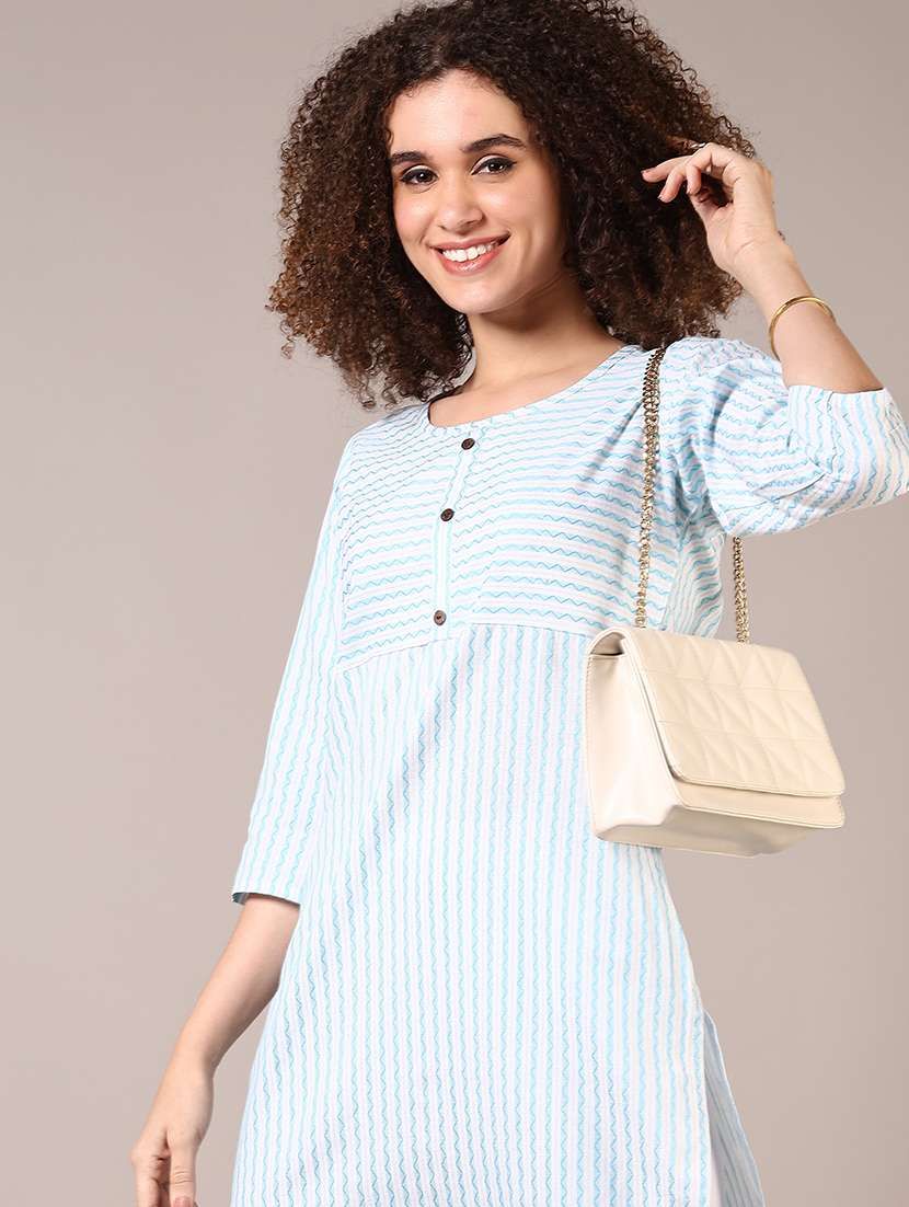 women printed three quarter sleeve kurta - 21682935 -  Standard Image - 3