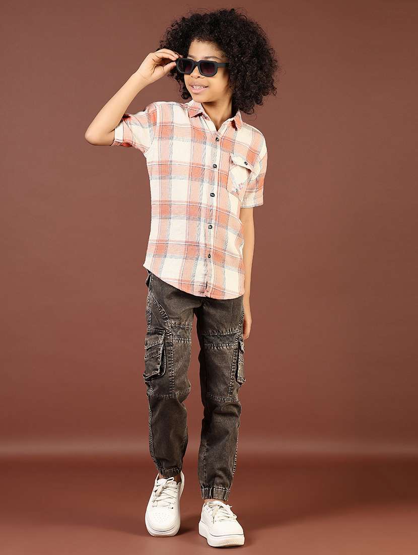 boys checkered collared casual shirt - 21682949 -  Standard Image - 3