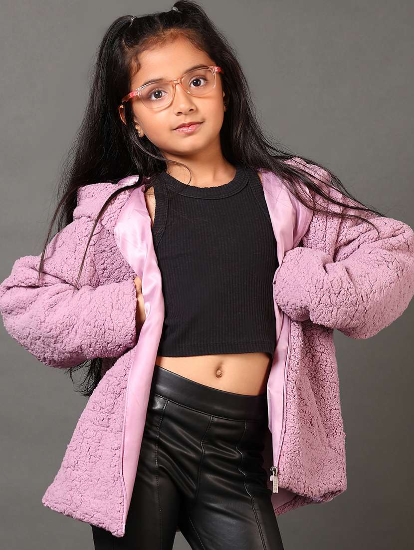 girls solid hooded long sleeves sweatshirt - 21683040 -  Standard Image - 3