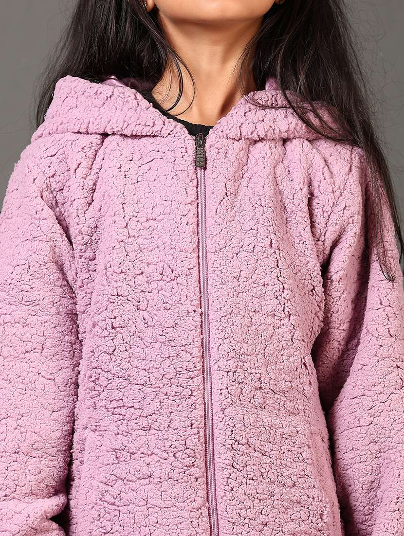 girls solid hooded long sleeves sweatshirt - 21683040 -  Standard Image - 5