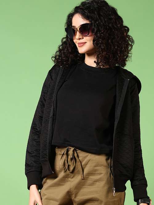 women solid hooded long sleeves sweatshirt - 21683043 - Standard Image - 0