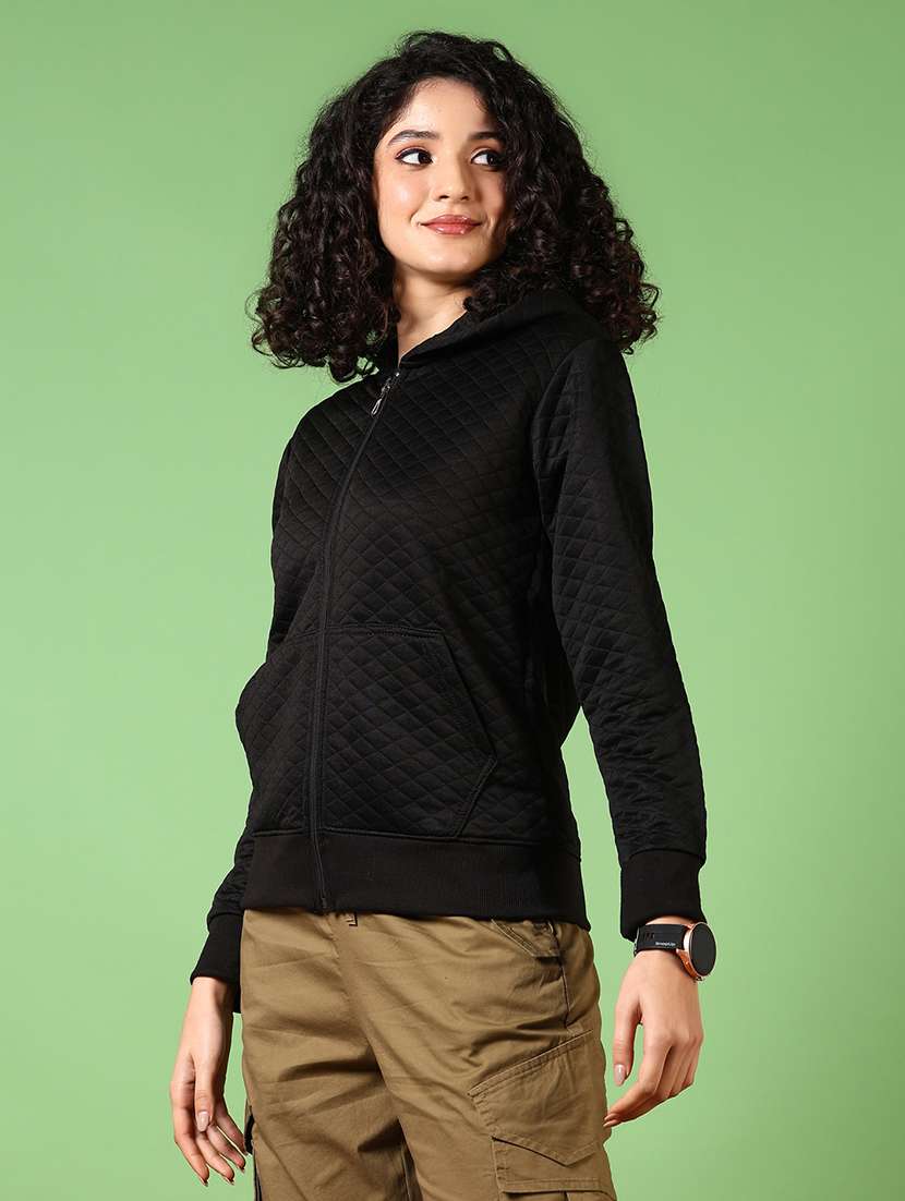 women solid hooded long sleeves sweatshirt - 21683043 - Standard Image - 5