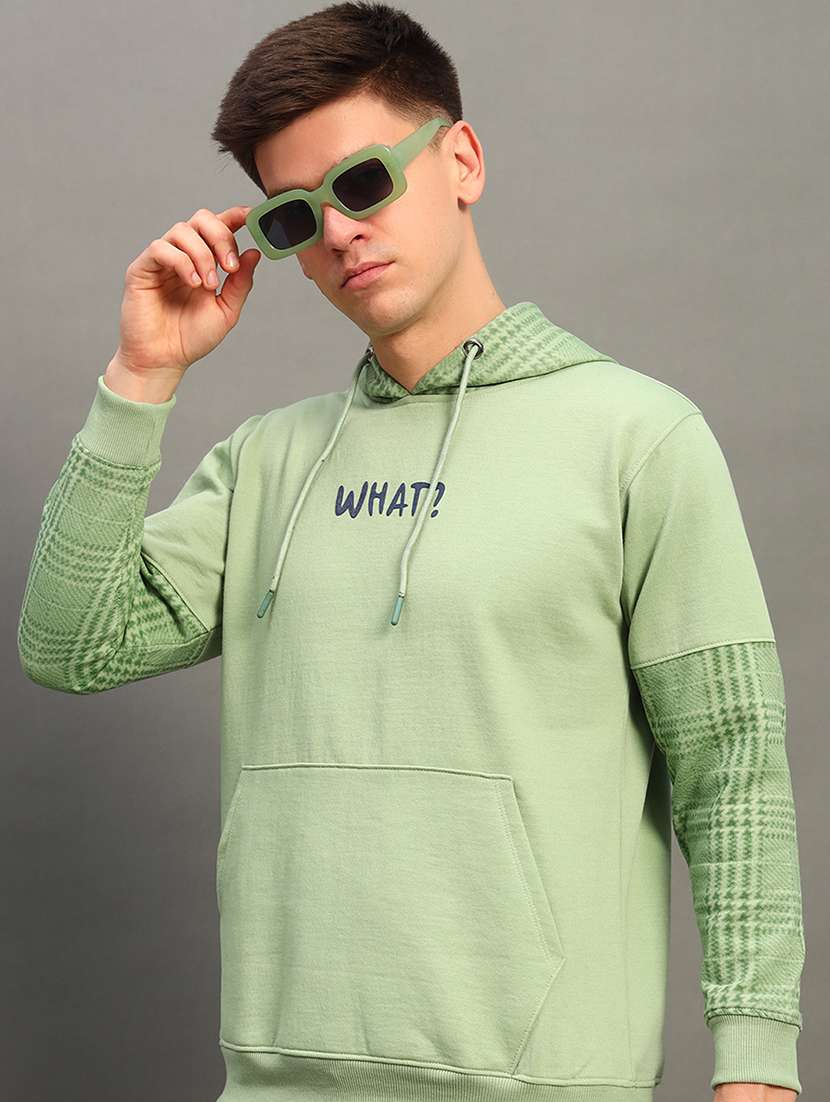 men long sleeves placement print sweatshirt