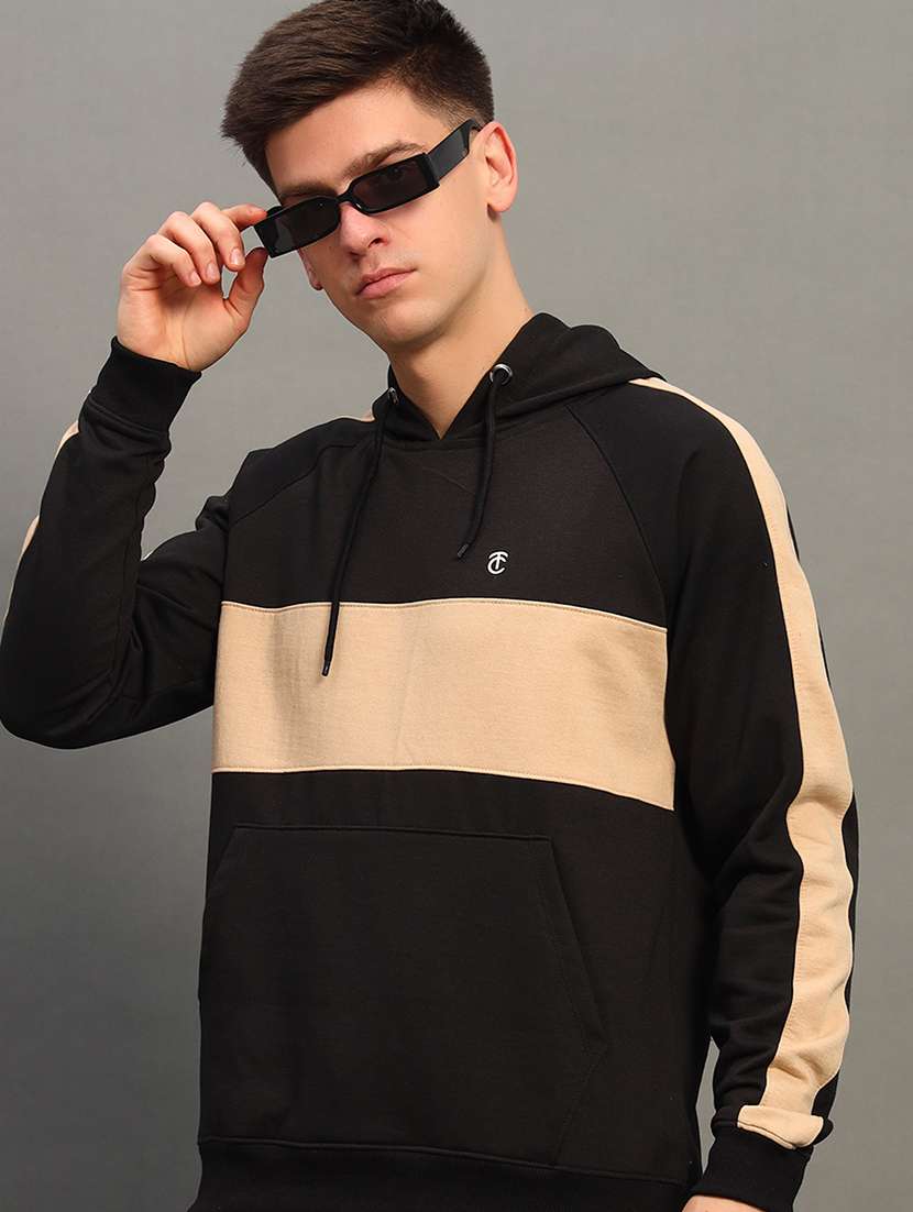 men long sleeves color block sweatshirt