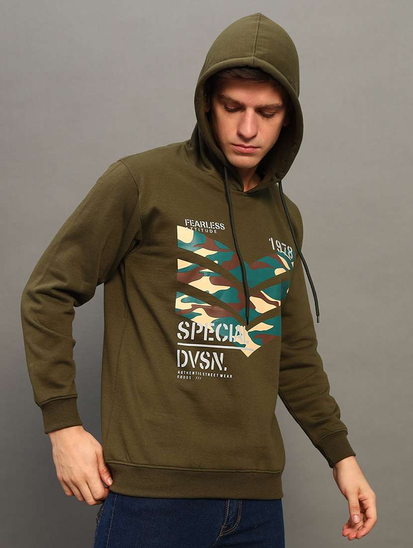 men long sleeves front printed sweatshirt
