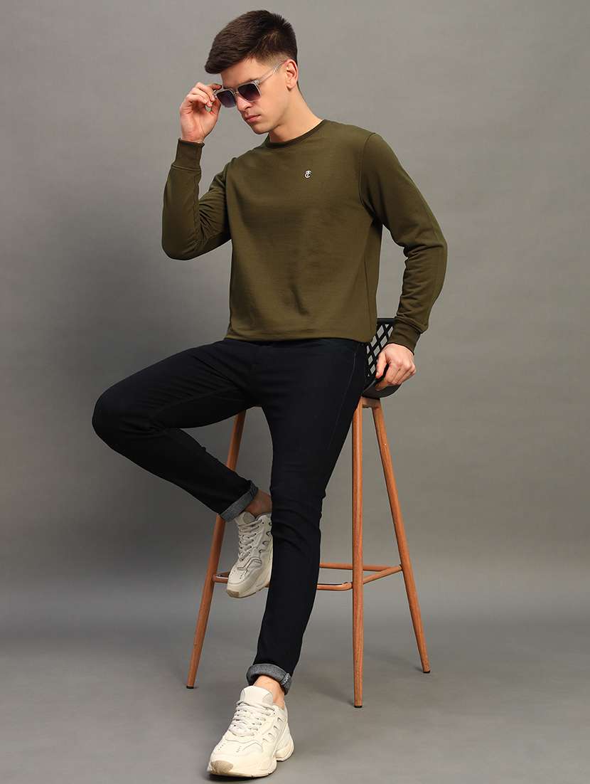 men solid long sleeve sweatshirt - 21683239 -  Standard Image - 3