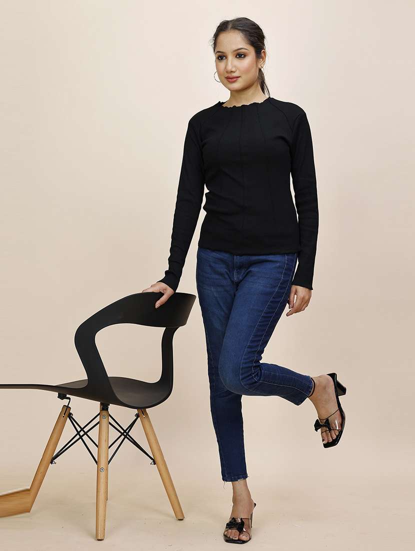 women solid long sleeves regular top - 21683259 -  Standard Image - 3