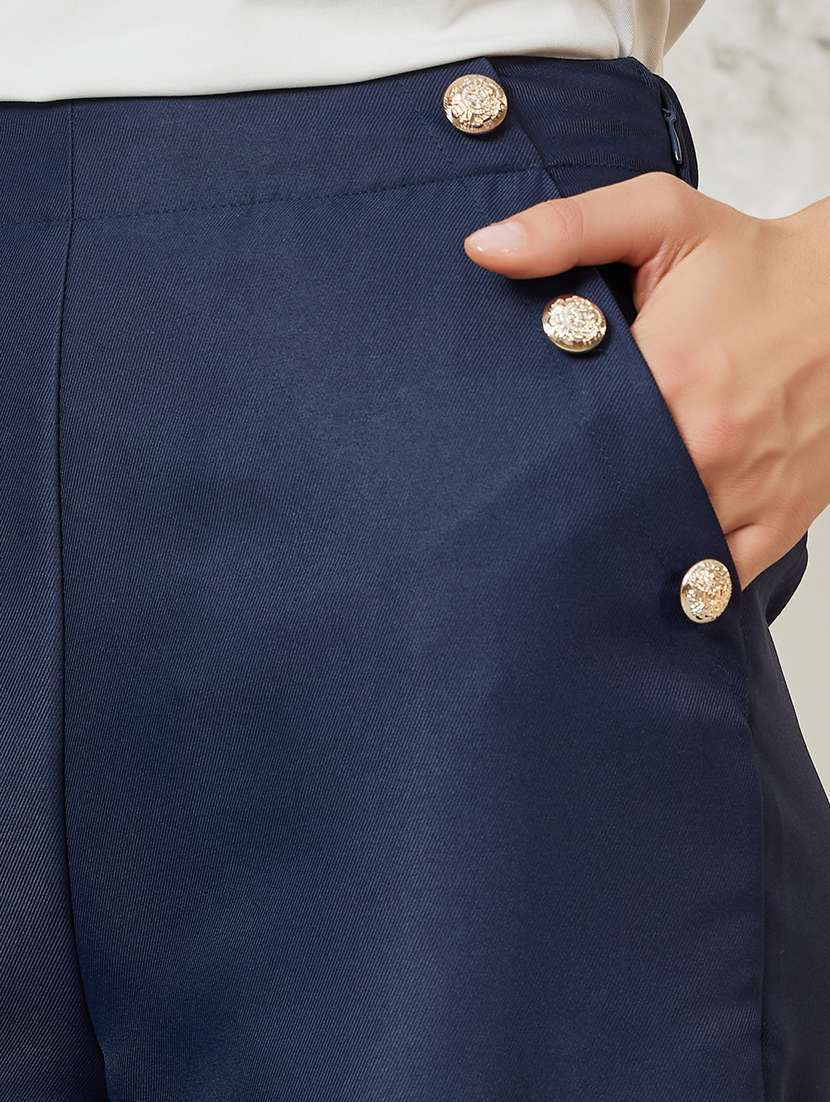 women solid high rise cigarette pant - 21683324 -  Standard Image - 3