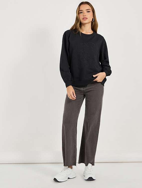 women long sleeves front print sweatshirt - 21683325 -  Standard Image - 3