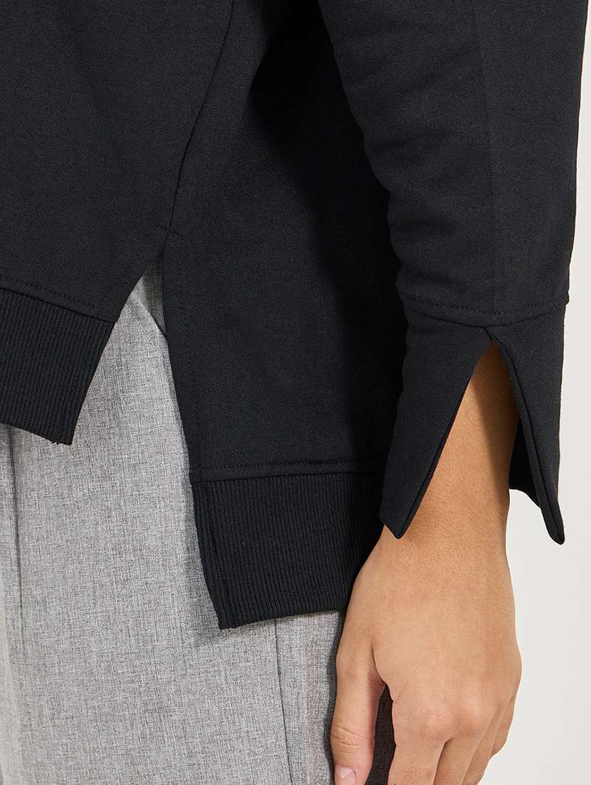 women solid long sleeves sweatshirt - 21683326 -  Standard Image - 3