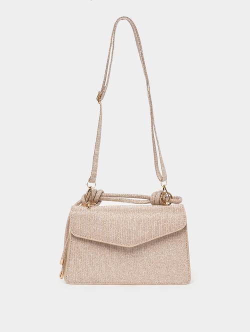 cream textured sling bag - 21683328 -  Standard Image - 0