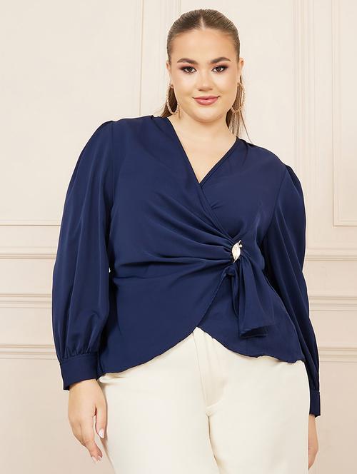 navy blue polyester regular top - 21683332 - Standard Image - 0