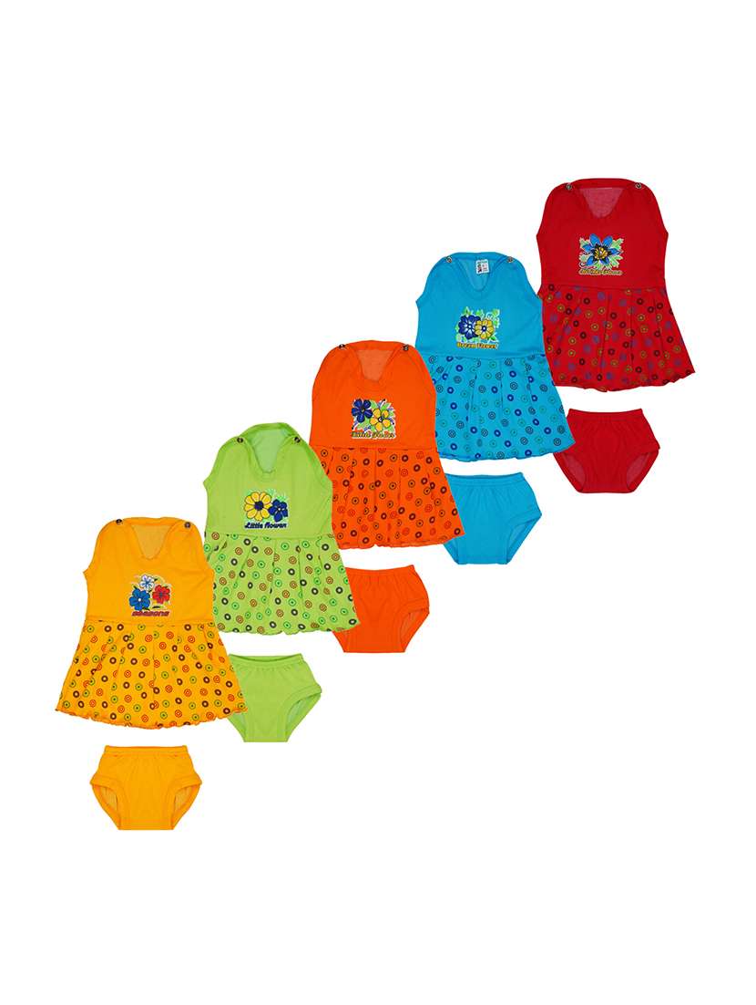 girls printed frock & bloomer combo