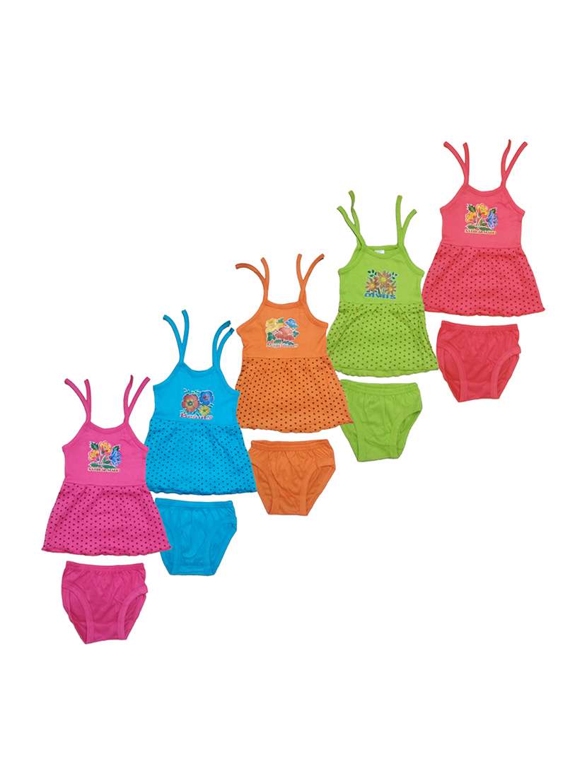 girls printed frock & bloomer combo