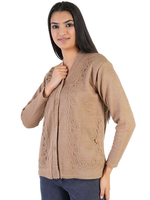 women slef designed long sleeves cardigan - 21683547 -  Standard Image - 0