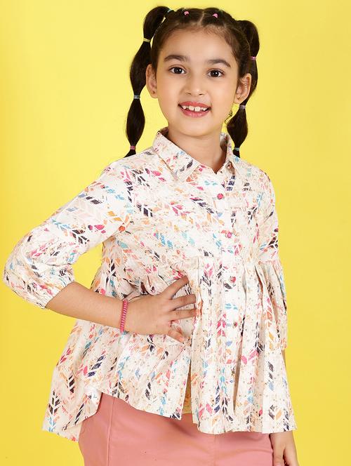 girls collared printed top - 21683715 -  Standard Image - 0