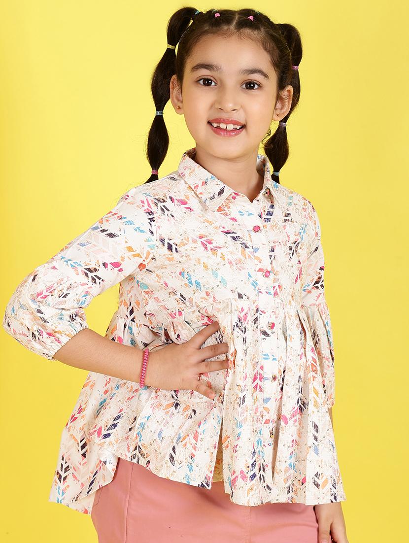 girls collared printed top - 21683715 -  Zoom Image - 0