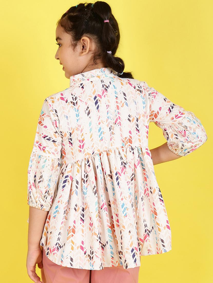 girls collared printed top - 21683715 - Standard Image - 3