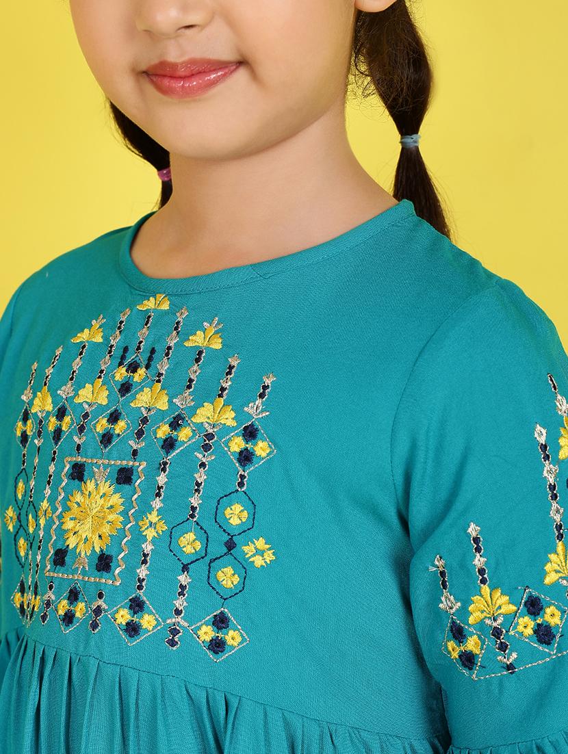 girls three quarter sleeves flared top - 21683746 - Standard Image - 5