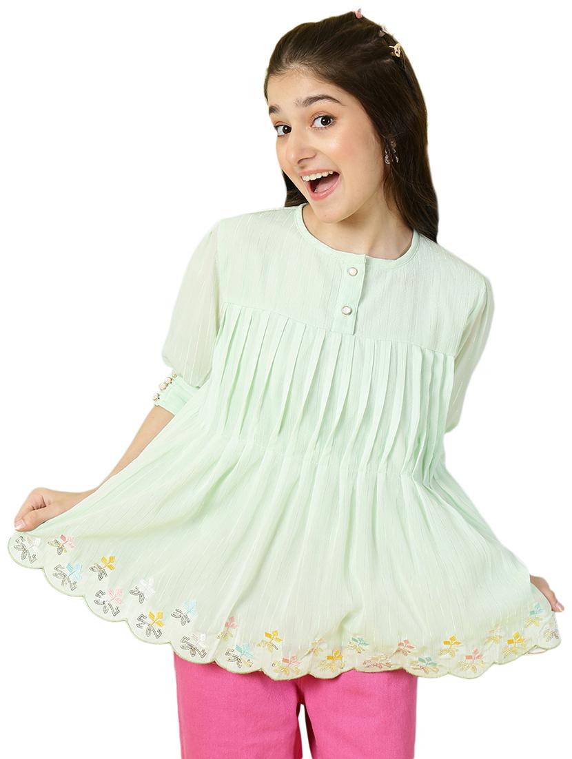 girls embellished puff sleeves a-line top   - 21683773 -  Zoom Image - 0