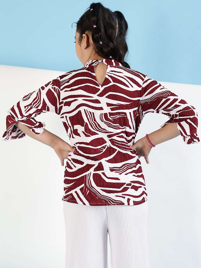 girls printed three quarter sleeves regular top - 21683788 -  Standard Image - 3