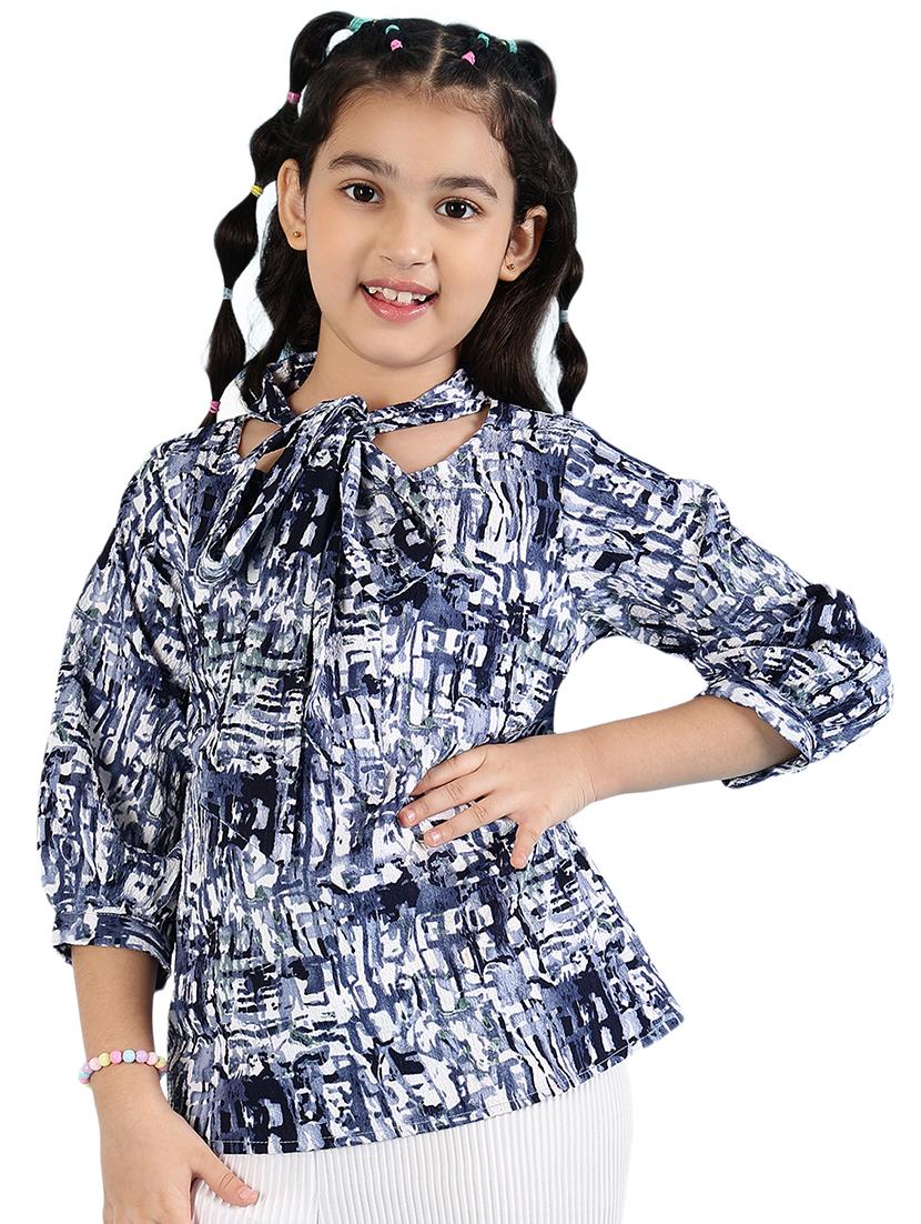 girls printed three quarter sleeves regular top - 21683792 -  Zoom Image - 0
