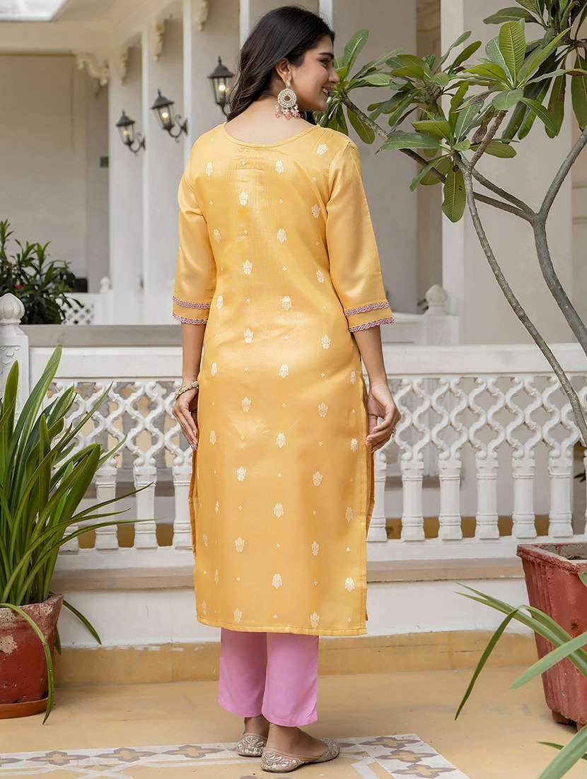 women embroidered three quarter sleeve straight kurta - 21683859 -  Standard Image - 3