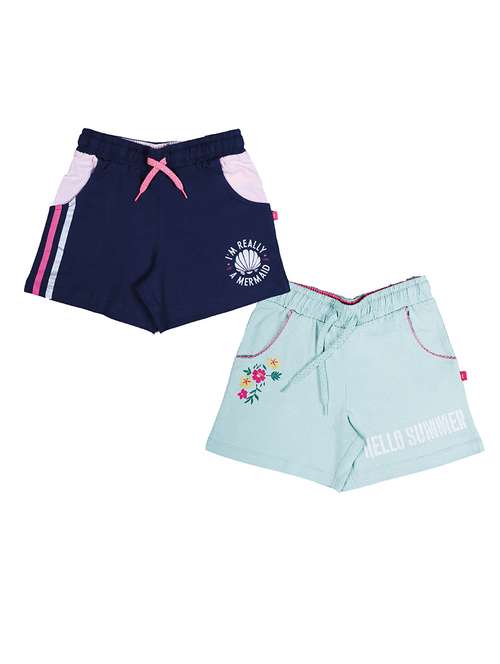 girls mid rise cotton shorts combo - 21683892 - Standard Image - 0