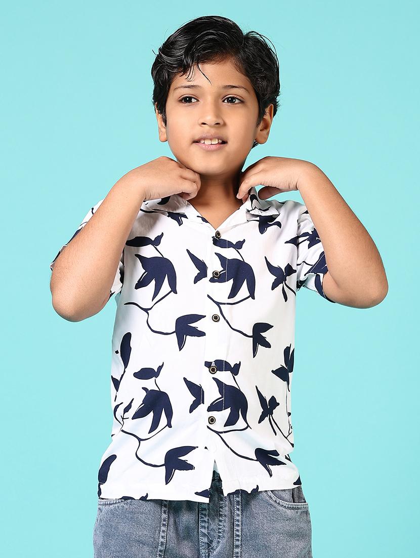 boys printed cuban collared short sleeves shirt - 21683930 -  Zoom Image - 0