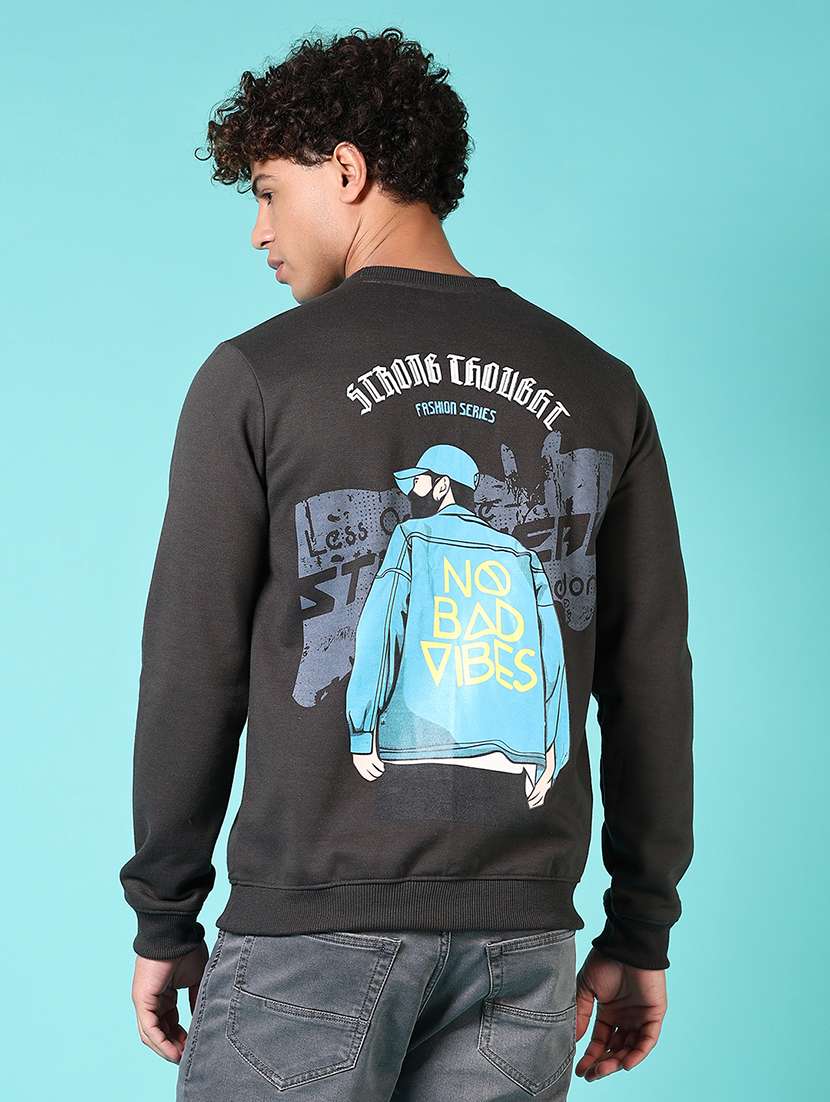 men long sleeves front & back print sweatshirt