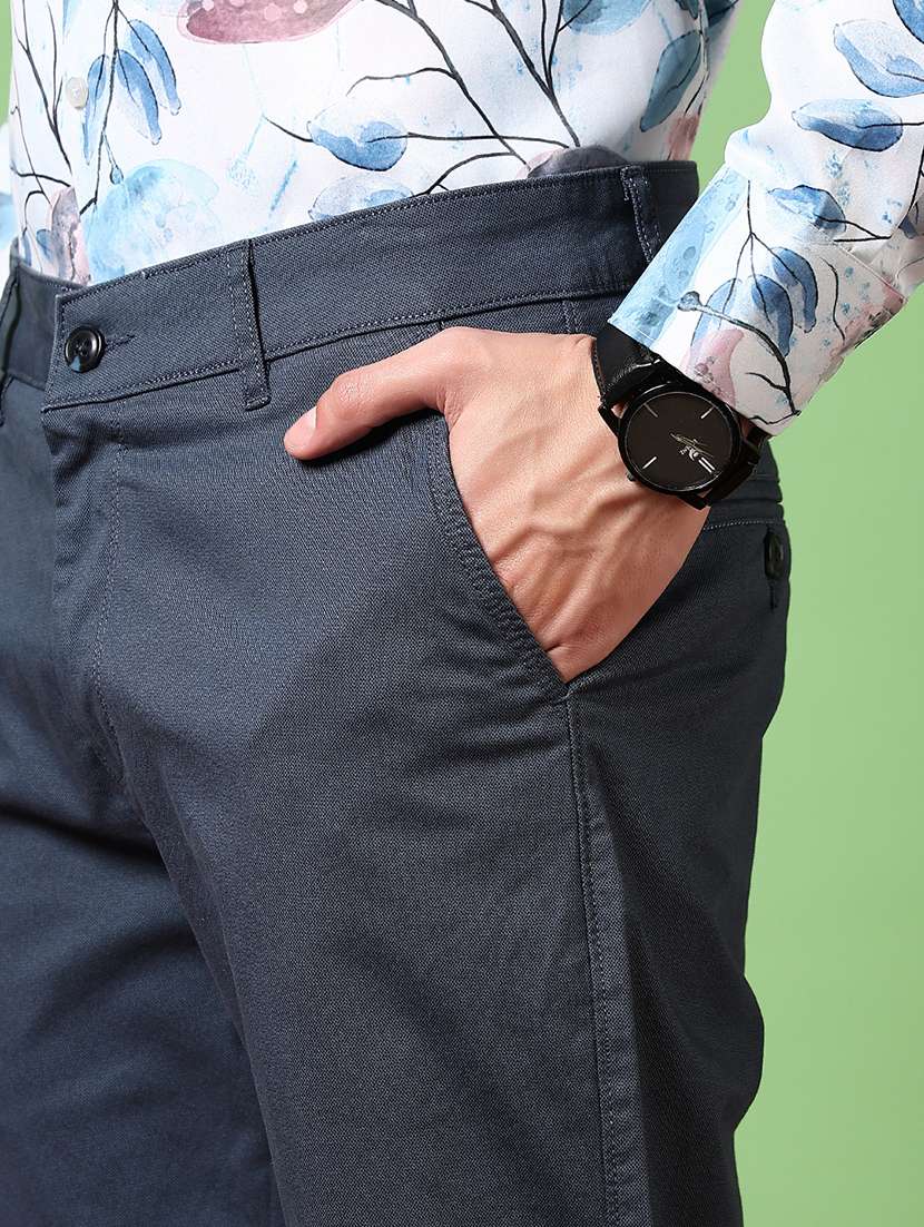 men solid mid rise chinos trouser - 21684068 -  Standard Image - 5