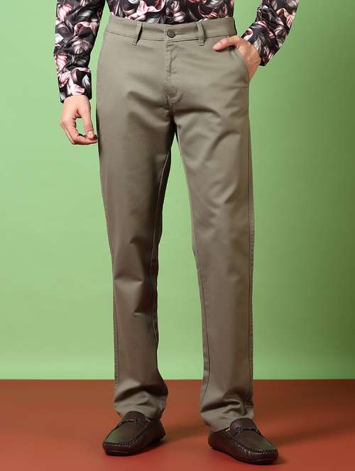 men solid mid rise chinos trouser - 21684084 -  Standard Image - 0