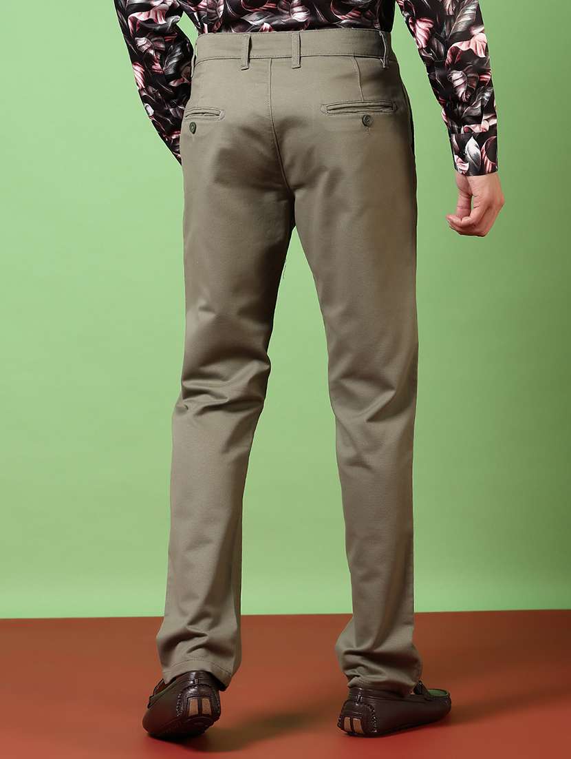 men solid mid rise chinos trouser - 21684084 -  Standard Image - 3