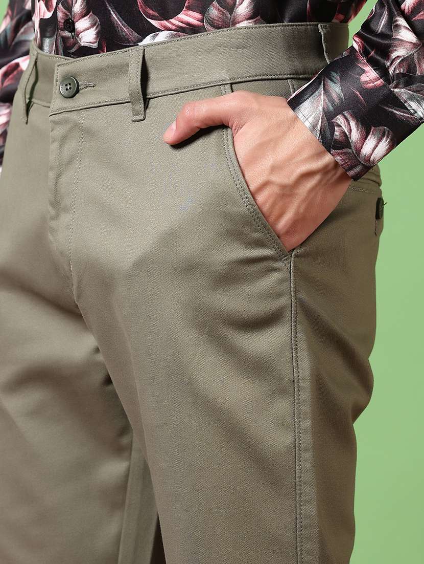 men solid mid rise chinos trouser - 21684084 -  Standard Image - 5