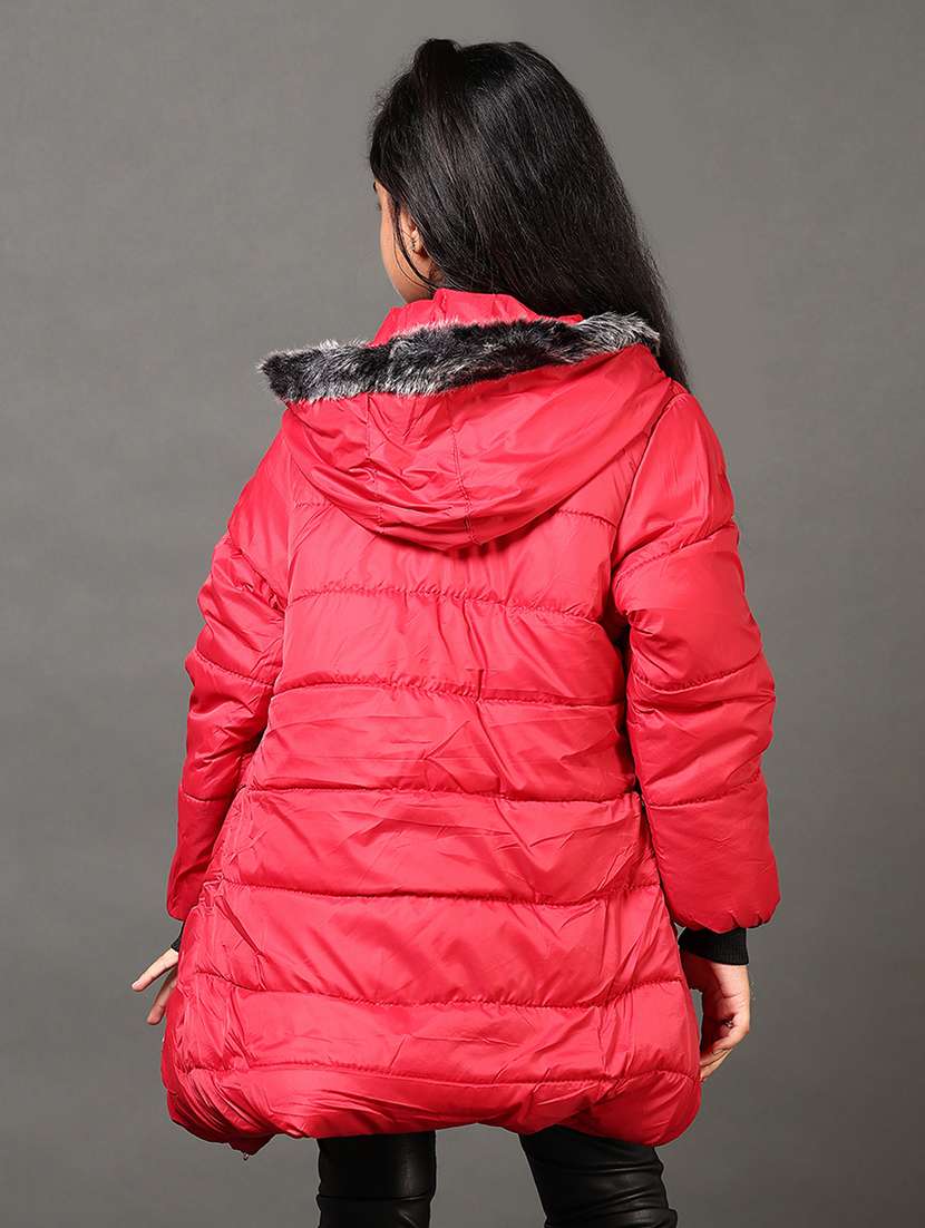 girls solid long sleeves puffer jacket - 21684089 -  Standard Image - 3