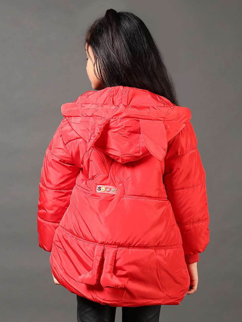 girls solid long sleeves puffer jacket - 21684090 -  Standard Image - 3