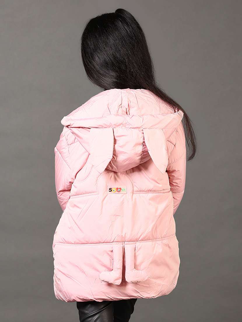 girls solid long sleeves puffer jacket - 21684091 -  Standard Image - 3