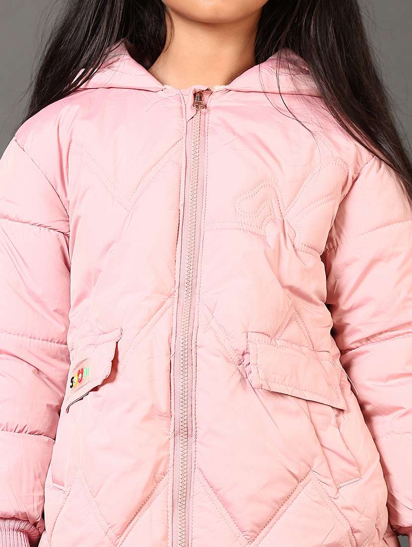 girls solid long sleeves puffer jacket - 21684091 -  Standard Image - 5