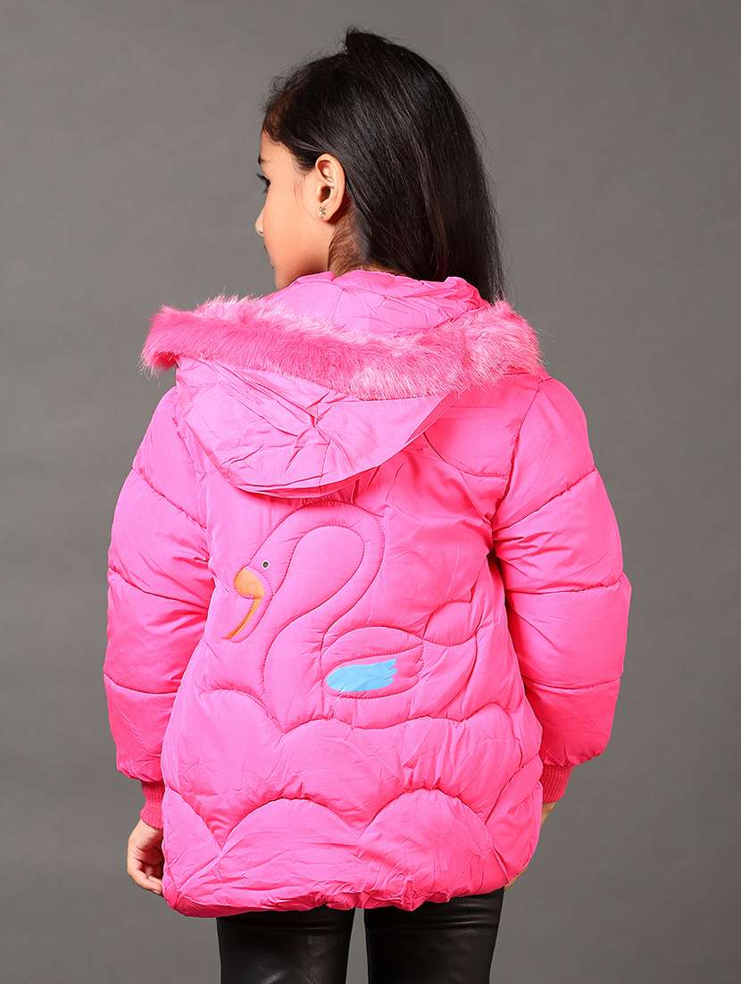 girls solid long sleeves puffer jacket - 21684093 -  Standard Image - 3