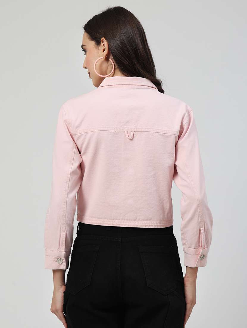 women solid long sleeves denim jacket - 21684117 -  Standard Image - 3