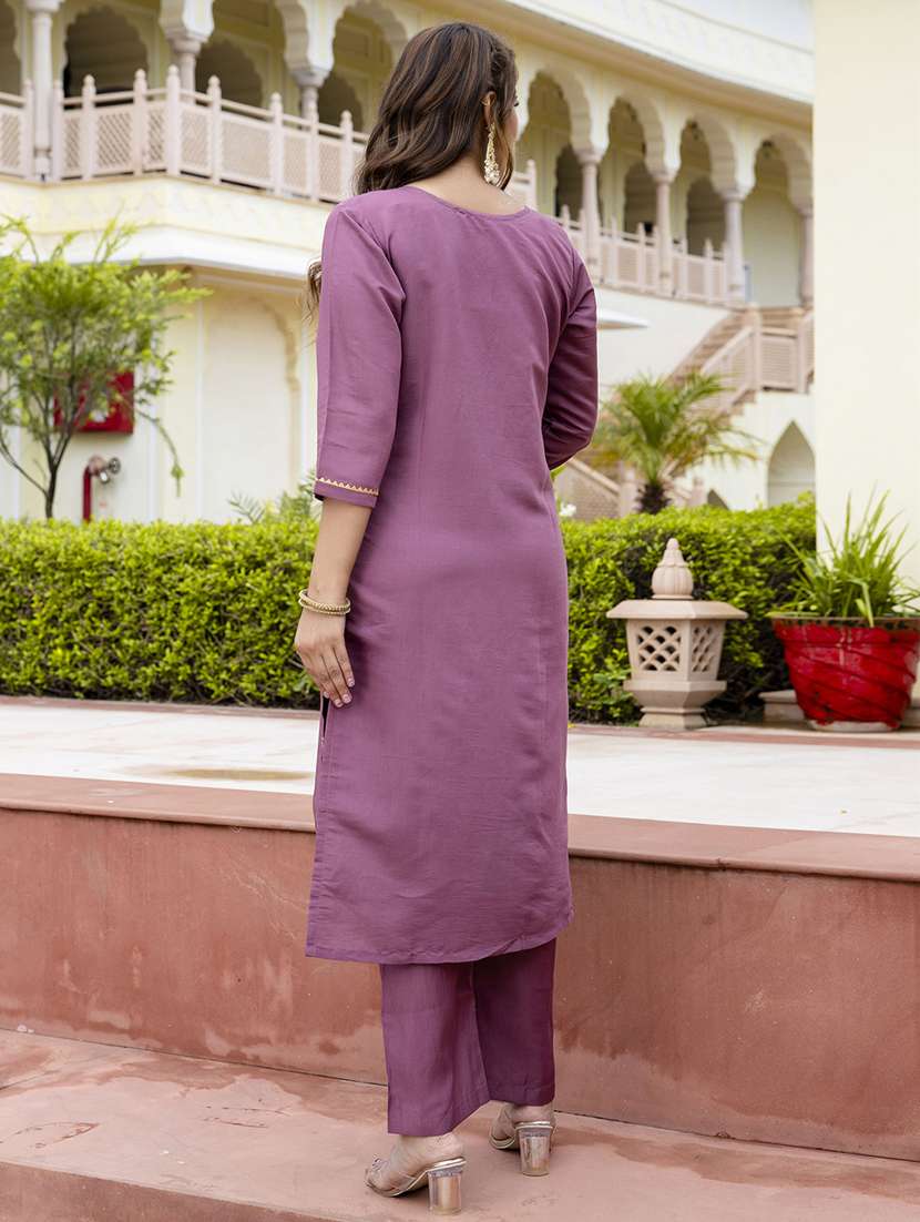 women three quarter sleeve kurta pant with dupatta set - 21684177 -  Standard Image - 3