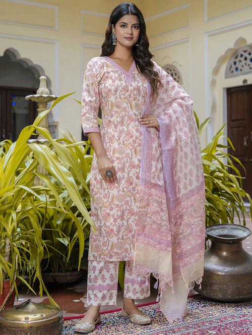 women printed kurta pant set with dupatta - 21684222 -  Standard Image - 0
