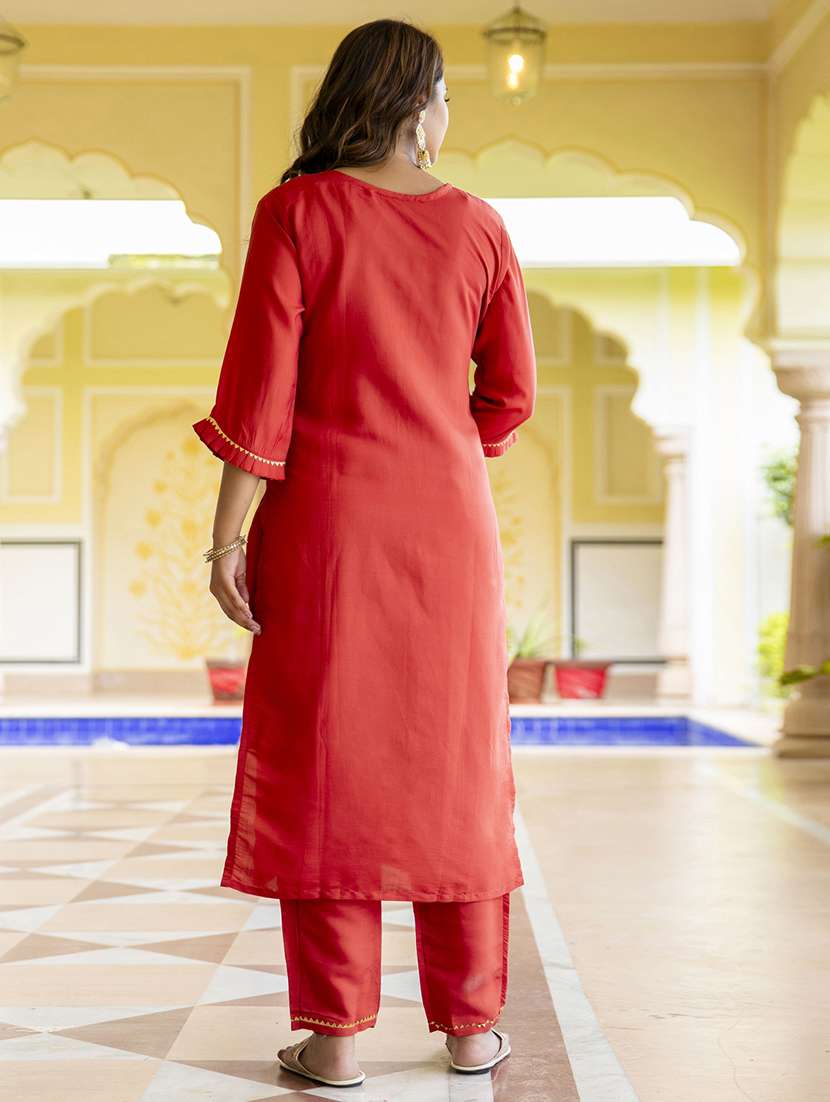 women three quarter sleeve kurta pant with dupatta set - 21684294 -  Standard Image - 3